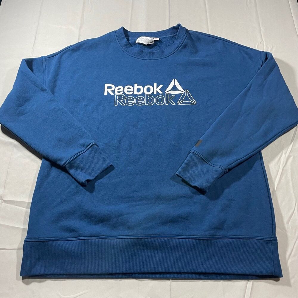 Reebok Men's Free Weight Crewneck Sweater Size XL Blue Long Sleeve Casual Lounge
